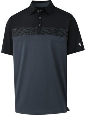 Mens A- Black/Dark Gre Golf Polo Shirt Dry Fit Short Sleeve Color Block Wick Tee
